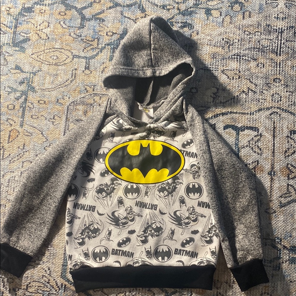 Batman Gray and Black Hoodie with Iconic Logo